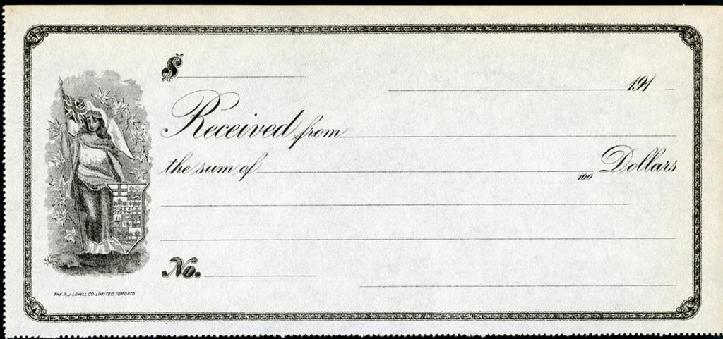 Very Attractive early receipt with fancy engraving at left. Unused.