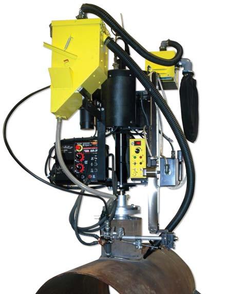 nozzles with no cable wrap up for multi-pass welding. This machine uses a microprocessor to control the rise and fall through encoder position.