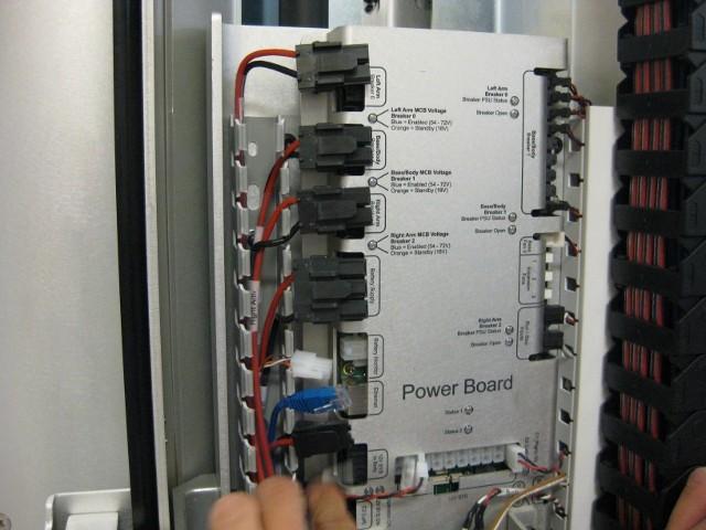 7. Remove all cables from the left-hand side of the power board