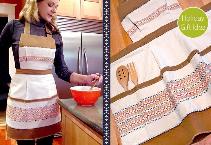 Published on Sew4Home Rustic Scandinavian Apron With Decorative Stitches Editor: Liz Johnson Wednesday, 26 October 2011 9:00 Like whipped cream on a plain piece of pie or a marshmallow dropped in a