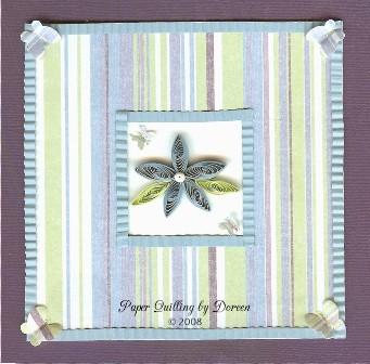 dots, craft glue Tools: Paper trimmer, scissors, quilling tools, crimper Striped Card: This little