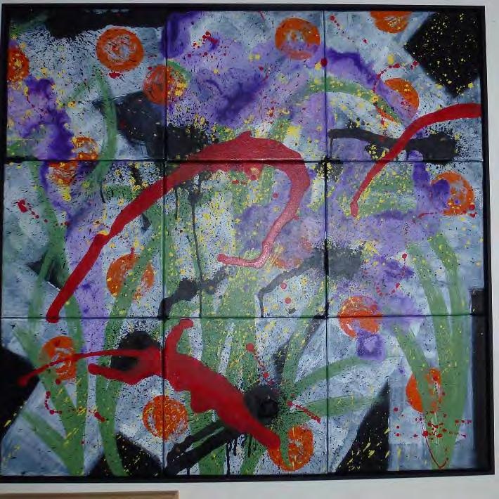 Judith Rostron Viva Acrylic 152cm 152cm -- (9-part panel with narrow frame) Black Sale Price: $500