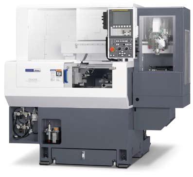 Designed for high-precision machining of smalldiameter workpieces, this machine has a wing type fixed spindle for low thermal influence installed on a thermally symmetrical machine base.