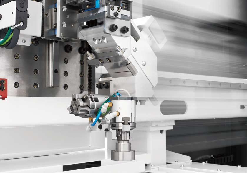 Increased Speed for High-efficiency Machining A tool table with an -axis slide stroke 50 mm bigger than on existing machines allows a wide range of fixed and rotary tools to be mounted.
