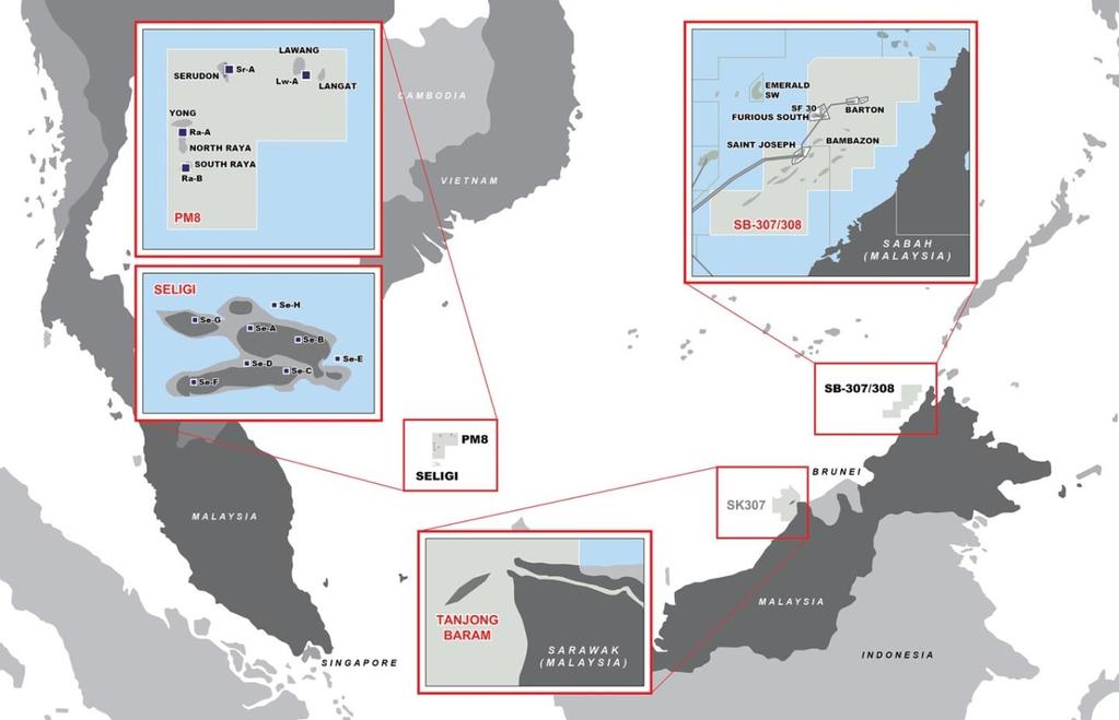 Malaysia: PM8/Seligi acquisition now completed 5,000 Boepd net production, 11.