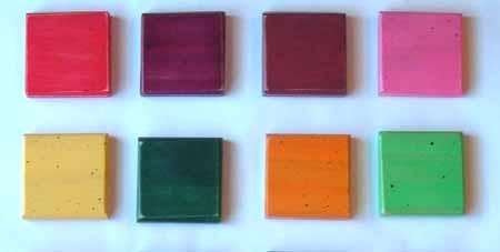 Color Chart* Row One: (Left to Right) RED; BURGUNDY; RUST; PINK Row Two YELLOW; FOREST; ORANGE; EMERALD Row Three