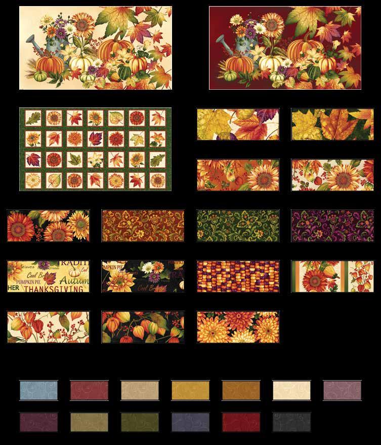 abrics in the Collection inished Runner Size: 9 x 25 inished Place Mat Size: 9 x Autumn Album Panel - Cream 205P- Autumn Album Panel - Cranberry 205P-89 Leaves - Cream 20- Leaves - orest 20-68
