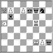 Figure 2: White to play. In Figure 2, changing b6 to a white Queen would lead to checkmate with d8=q++. Then d8=q+ is aggressive. (Otherwise, try to have a white Queen there!) Game may proceed: 1.