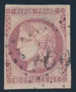 France continued 929 930 929 930 #48 1870 80c rose Cérès Issue on Pinkish Paper, used with three large margins and one clear margin, fi ne-very fi ne.