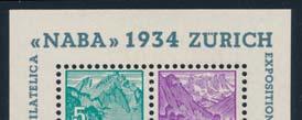 Switzerland continued 1187 */** #152 1910 5c green Williams Tell s Son, Gutter Block of 6 with Punch Holes, mint, 5 stamps are never hinged, top left stamp is hinged, one stamp with light crease,