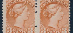$350 80 ** #35b 1890 1c yellow Small Queen Imperforate Horizontal Sheet Margin Pair, mint never hinged, fresh and with only 400 pairs printed, few remain never hinged and this nice.