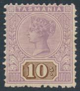 Australian States -- North West Pacific Islands 531 * #127, 131 1902-1903 1sh brown and 1 blue Queen Victoria, both mint hinged, 1 with h.r. (which has caused internal crease), 1sh watermark includes the edge of the sheet line, both fi ne-very fi ne.