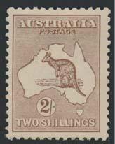 x549 550 549 */** #45-53 1915-1924 2p to 2sh Kangaroo and Map, part set of 9 issues, 2p and3p are NH, 2½p and 9p have small thin spot and 6p brown has some gum creasing, else a fi ne-very fi ne group.