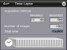 A time lapse movie of the captured images can be integrated into a file for viewing/editing using the dedicated