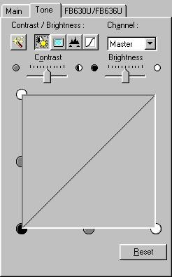 chapter 5 What is on the ScanGear CS Main Window? Contrast/Brightness Sheet When the Contrast/Brightness button is clicked, the Contrast/ Brightness sheet is displayed.
