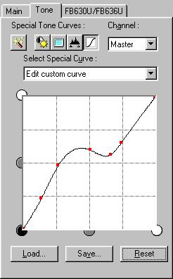 chapter 5 What is on the ScanGear CS Main Window? Editing a Special Tone Curve Directly In the Special Tone Curves graph you can edit the curve directly. 1.