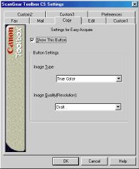 Chapter 6 Using ScanGear Toolbox CS-S Configuring Copy Settings The Copy button lets you print a scanned image directly to a printer, without having to acquire the image in a graphics application and