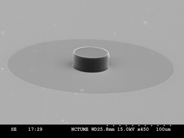 Opening ring for Backside exposure Columnar AZ-4620 pattern 20μm Cu seed and Ti/Si/Ti pedestal layer (a) Diffraction effect in
