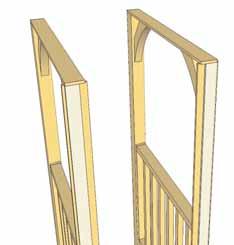 Attach 1 x 4 1/2 Wall Trim/ Supports to Front Extension using 2-2 screws.