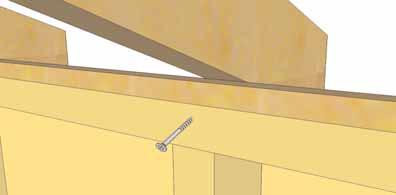 Use level to square gusset and attach to rafters with 4-1 1/2 screws. Complete remaining Gusset. 55.