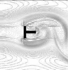 Primary Vortex Figure 6: Density plot of a simulated vortex street of a T-shaped bluff body with a width of 10 mm used in the common way. It is only displayed the center part of the pipe.