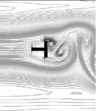 The picture is zoomed into the center part of the pipe for a better visualisation. The simulation is done for the whole diameter but the flow near the wall is hardly affected by the vortices.