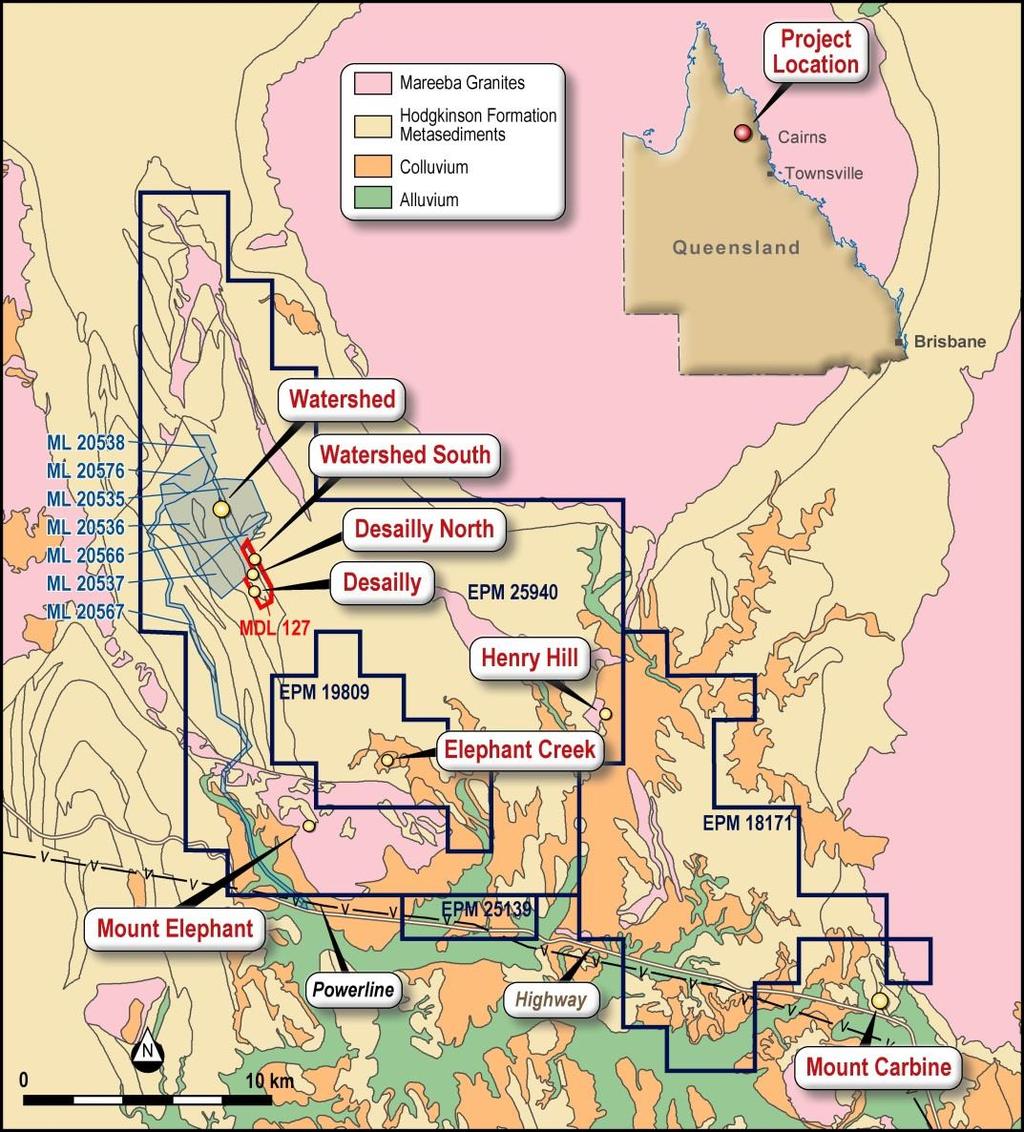 Queensland Watershed Tungsten Project DFS completed, fully permitted, 100% owned Reserves of 21.5Mt at 0.15% (31,000 tonnes WO 3 ) 2.