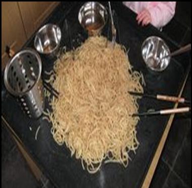 either using real noodles and