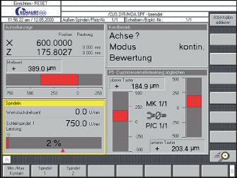 The grinding-machine-specific user interface, which is based on the open SIEMENS control system, was developed by SCHAUDT.