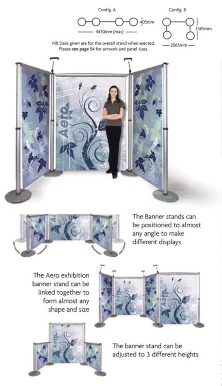 22 Exhibition & Display Adjustable Banner Stand The AEOS Versatile roller banner that is adjustable and be linked together to form a large exhibition unit From Only Useful Optional extras 799.