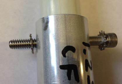 4) Add another serrated/tooth washer onto the screw on the far side of the rod, and finish with a 1/4-20 nylon-nut.