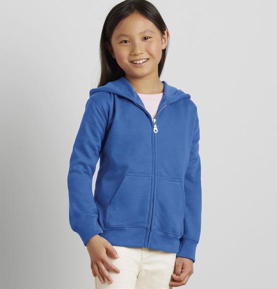 waistband and cuffs 1 x 1 rib with spandex Quarter-turned to eliminate center crease Sizes: XS-2XL 9 colors 88600 Adult Full Zip Hooded Sweatshirt Unlined hood with color-matched drawcord Metal