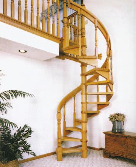 Ceiling framing Plywood door Pull cord Figure 25-24 Spiral Stair Space Saver Note the use of wood for the balusters and treads on this spiral stairway. building codes for minimum requirements.