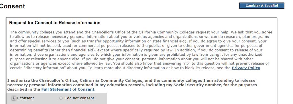 STEP 33: Answer SBCC PROMISE question If you meet the SBCC PROMISE ELIGIBILITY GUIDELINES LISTED ANSWER Yes, I Consent IF YOU DON T THEN ANSWER