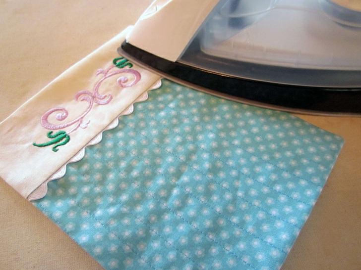 Trim the corners and turn each pocket right side out. Gently poke out the corners so they are nice and square.