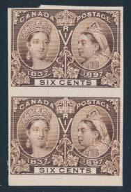 ...unitrade $675 88 89 88 E/P #55P 1897 6c yellow brown Jubilee Plate Proof, pair on