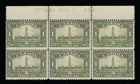 KGV Scroll Issue continued 580 #158 1929 50c Bluenose plate block of 4, with Ottawa- No.