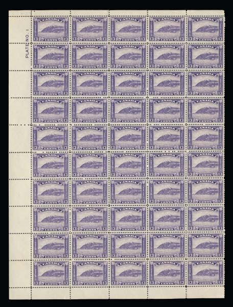 KGV Arch/Leaf Issue continued 607 ** #178i 1930-1931 1c orange KGV Arch Coil line pair lot of 35 mint never hinged pairs, centering mostly VG to fi ne includes some F-VF.