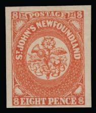 ...Scott $7,500 894 * #8 1857 8d scarlet vermilion Heraldic on thick