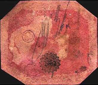 1856 British Guiana 1c magenta VSC 6000 analysis Back of stamp