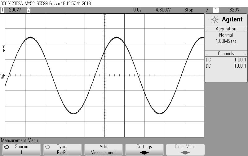 5. The Run/Stop key in the Run Control section should be green, indicating that the oscilloscope is sampling, and not frozen. If it is not green, push the Run/Stop key. 6.