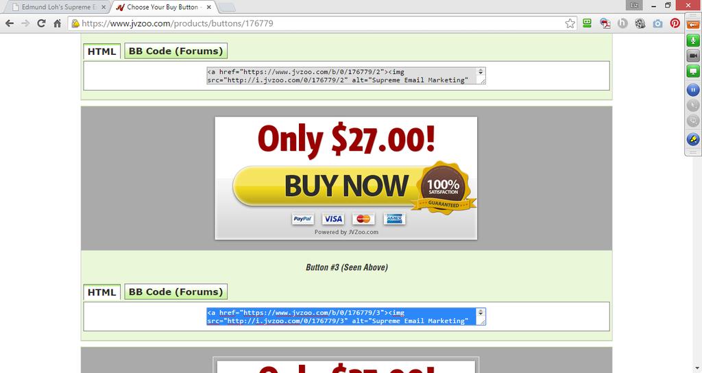 Select the HTML for the buy button you want to use and add the HTML to your sales page.