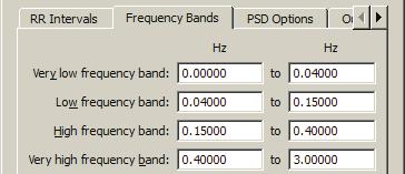 338 AcqKnowledge 4 Software Guide Frequency Band Enter the tart and end of each pecified frequency band to adjut the boundarie of the frequency analyi.