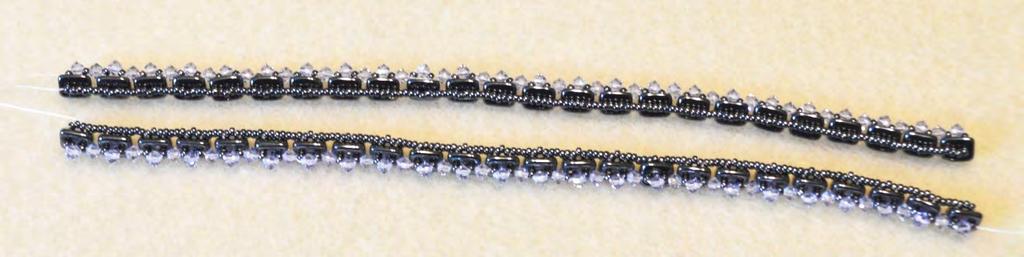 Begin by securing a new piece of prepared beading into the existing bead work.