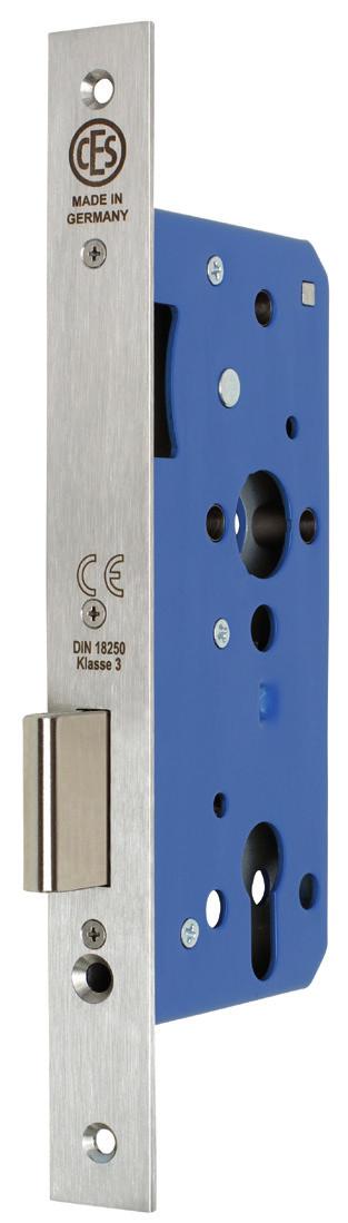 9100R Mortise Deadlock Premium Class Prepared for euro-profile-cylinder Handed (left hand / right hand to be specified) Centre distance 72 mm, backset 55 mm (60, 65, 70 and 80 mm) Forend 24 (20) x