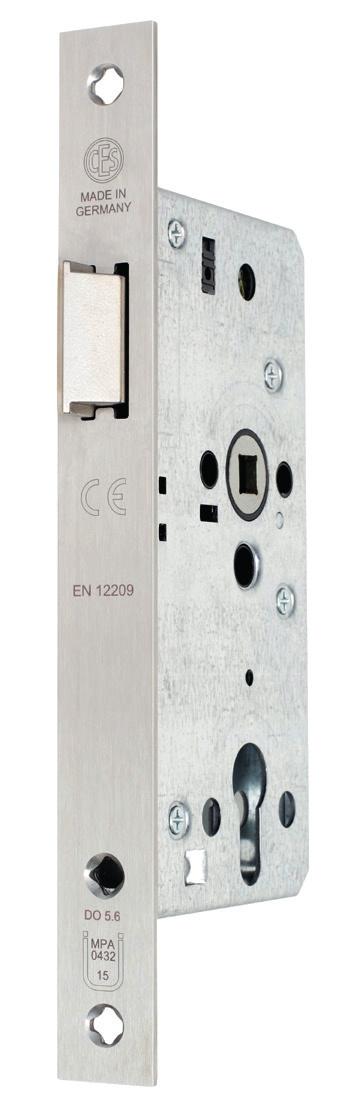 9200F Mortise Nightlatch-Lock Commercial Class Prepared for euro-profile-cylinder With transmission bar Latchbolt reversible without opening lock case Centre distance 72 mm, backset 55 mm Bushed