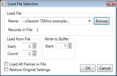 Important: Loading a data file that is larger than the frame buffer size will cause the data to wrap and overwrite the frame buffer with the last frames loaded remaining in the buffer. 4.