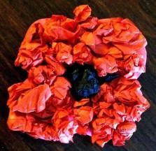 Wee Beginner (0 18 months) Crumpled Tissue Poppy What You Need: Red tissue paper Black tissue paper Brown construction paper Glue What to Do: 1.