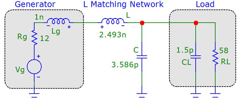 Part (b) Note below we show how to resonate out the load-and generator inductances for the lowpass network design above.