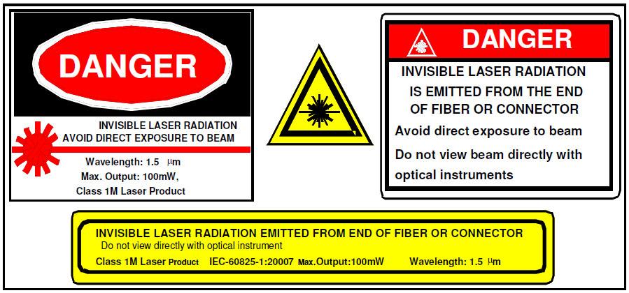 Laser Safety Class 1M Laser Product This product complies with 21 CFR 1040.10 and 1040.11 except for deviations pursuant to Laser Notice No. 50, dated June 24, 2007.